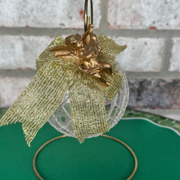 Vintage Clear Glass Crochet Ornament with Stand - Picture 5 of 6